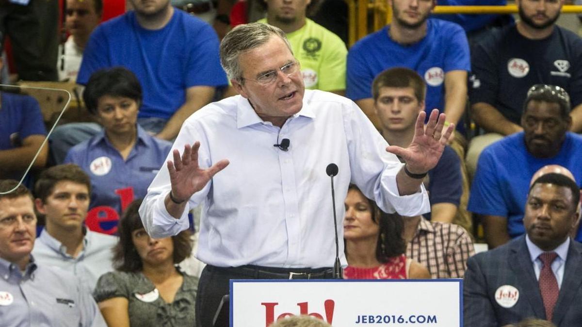 Republican presidential candidate and former Florida Gov. Jeb Bush details his tax reform and economic plan in a speech Wednesday, September 9, 2015 at Morris & Associates, Inc., a commercial refrigerator supplier in Garner, N.C.