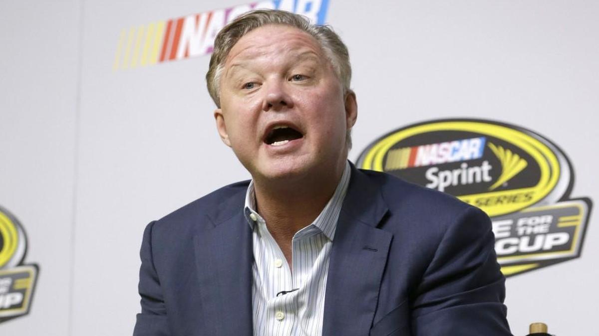 Brian France, NASCAR chairman & CEO, talks to reporters at a news conference on Nov. 20, 2015. France said Friday that “we take the position that any discrimination, unintended or not, we do not like that and we are working behind the scenes, and we are not a political institution.”