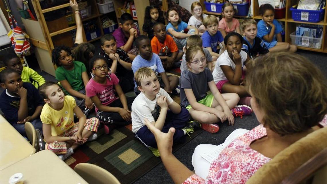 Debbie Ellis teaches her second-grade class Tuesday, April 16, 2013, at Swift Creek Elementary School in Raleigh.