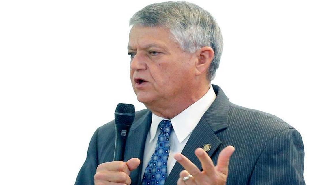 Sen. Norman Sanderson speaks on a measure concerning "sanctuary cities" for illegal migrants in the Senate chambers at the N.C General Assembly on Sept. 24, 2015.