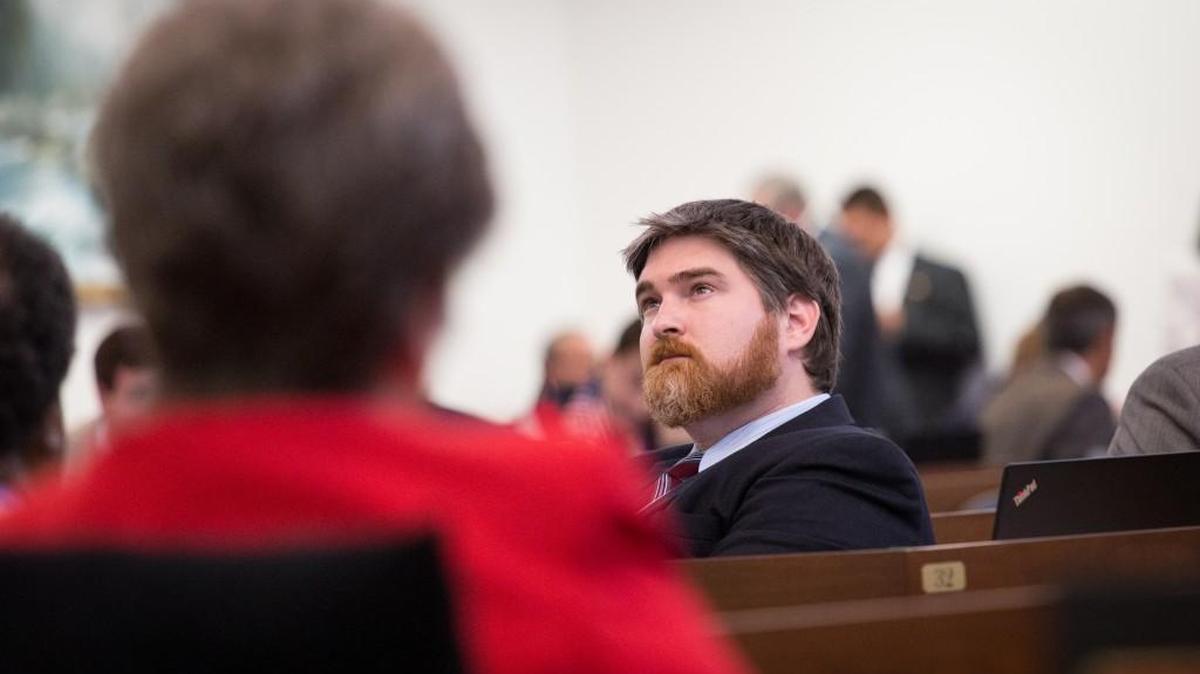 Rep. Chris Millis, a Pender County Republican, watches the vote board on the floor of the North Carolina House of Representatives on May 17, 2017.