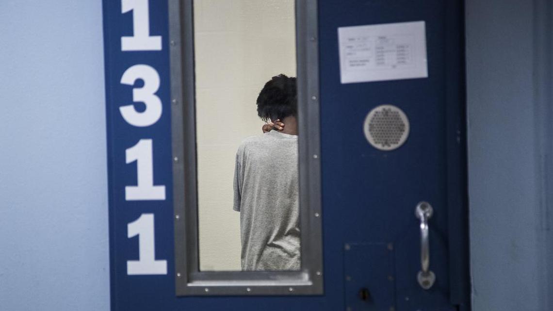 
An inmate paces in his cell on Wednesday, Aug. 5, 2015, at the North Carolina Central Prison Regional Medical Center and Mental Health Facility.
