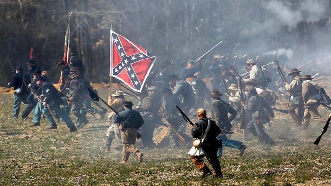 A Civil War re-enactment commemorating the 150th anniversary of the Battle of Bentonville at Bentonville Battlefield State Historic Site in 2015 in Four Oaks, N.C.