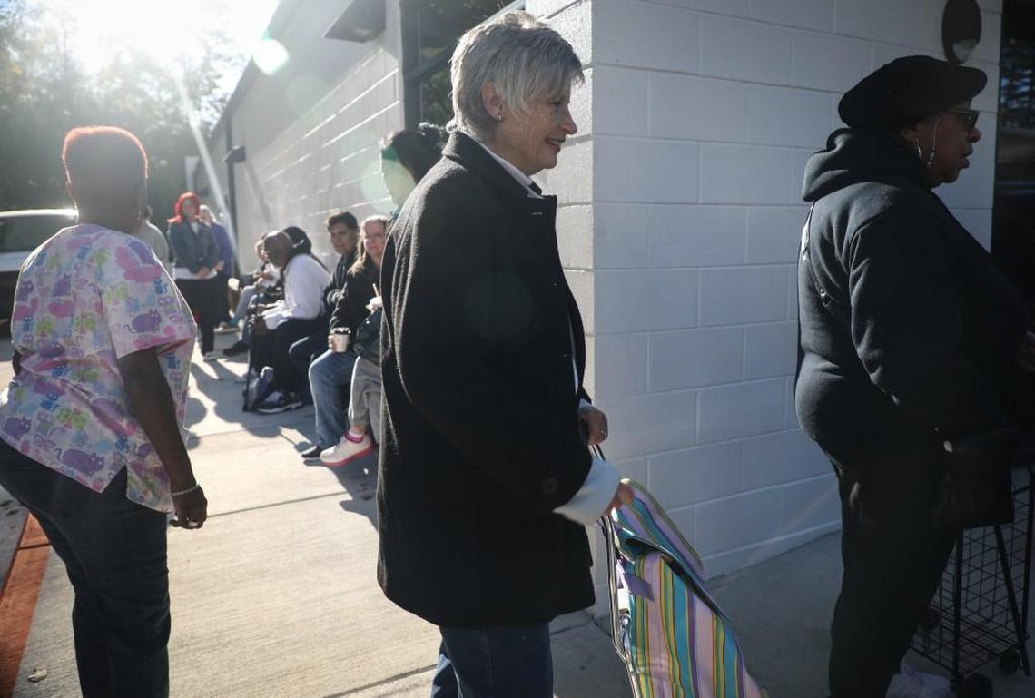 On the third Saturday of every month, North Haven Church hosts a food pantry that provides groceries, household items, a hot meal and a place for prayer. Debbie Moss attends food pantries in Raleigh to supplement what she can acquire with food stamps.