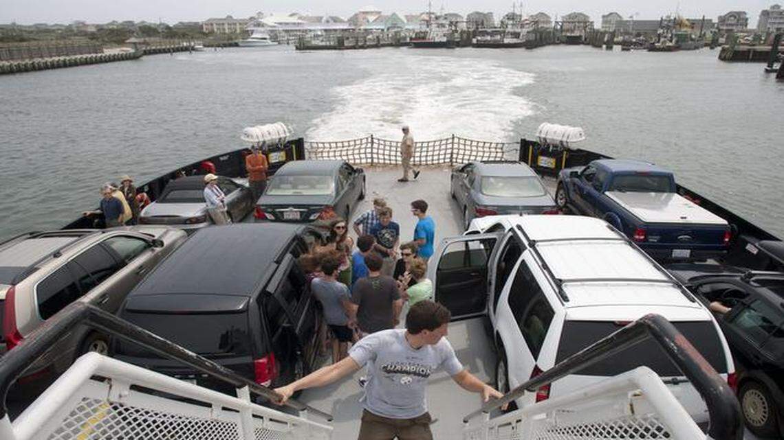 
The ferry Roanoke makes a trip from Hatteras to Ocracoke. A state legislative committee endorsed a proposal to stop letting Ocracoke Island residents go to the front of the line for free at Hatteras Inlet ferry dock – and start charging $150 a year for anybody willing to buy a priority boarding pass.
