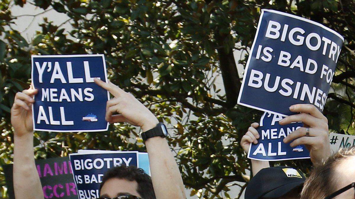 Triangle Families Against HB2 protest across from the NC Governor's Mansion on April 2, 2016. 