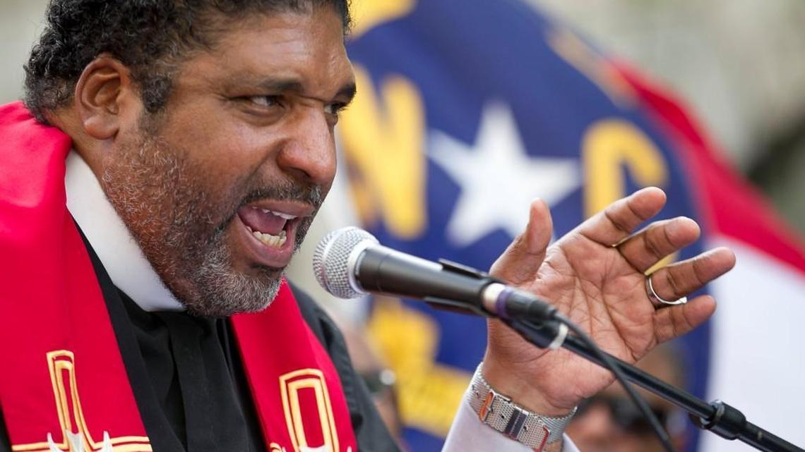 North Carolina NAACP President Rev. William Barber leads a rally in opposition to HB2 in Bicentennial Plaza in Raleigh on April 25, 2016.