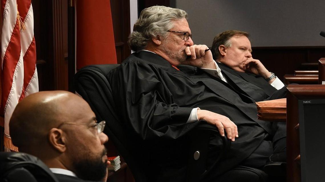 A trio of Superior Court judges listen to lawyers at the Wake County Courthouse Friday, Feb.10, 2017. From left, Judge Todd Burke, Judge Jesse Caldwell and Judge Jeffrey Foster.