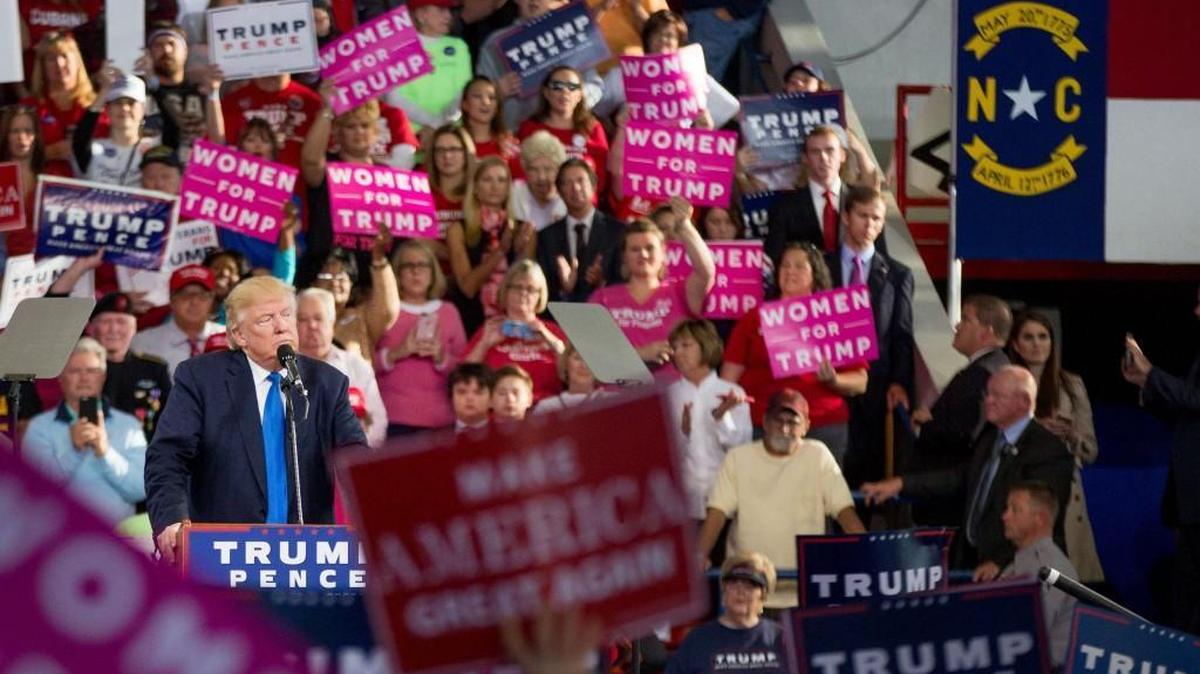 Republican candidate for President Donald Trump campaigns at Dorton Arena in Raleigh on Monday, Nov. 7, 2016. A new Meredith College poll found that more North Carolinians view Trump favorably (48.7 percent) than those who view him unfavorably (47.7 percent).