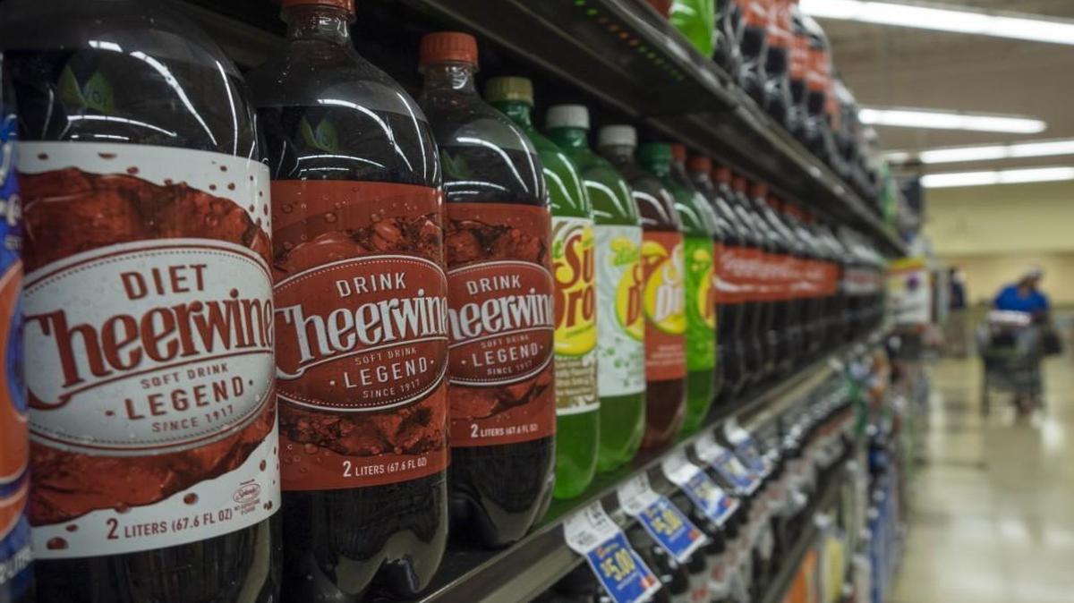 Cheerwine lines the shelves along with other soft drinks at the Food Lion on Park Road in Charlotte in 2014