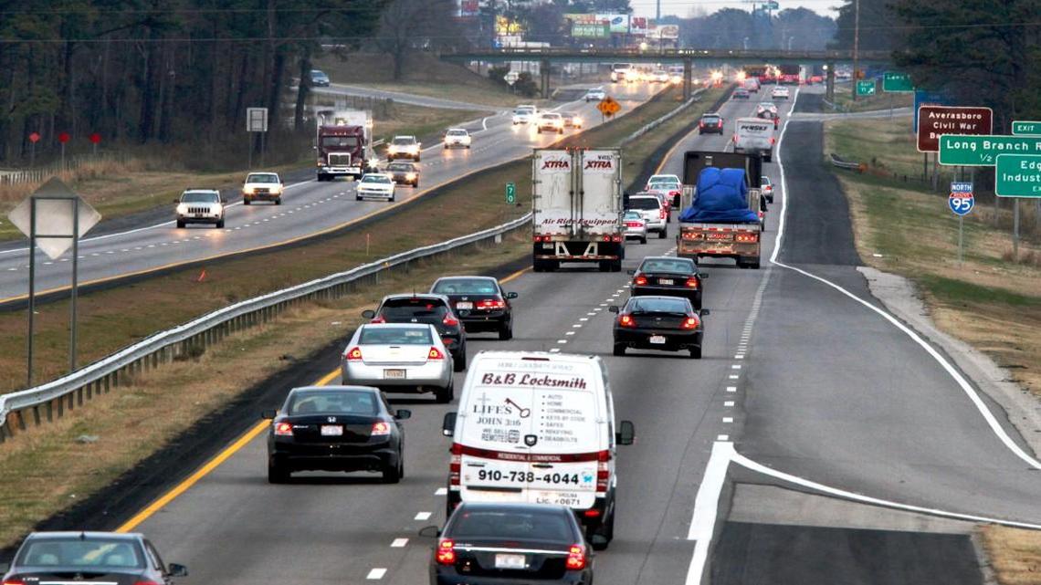 Traffic speeds along Interstate 95 near Dunn, N.C. Photographed at exit 70, looking north.