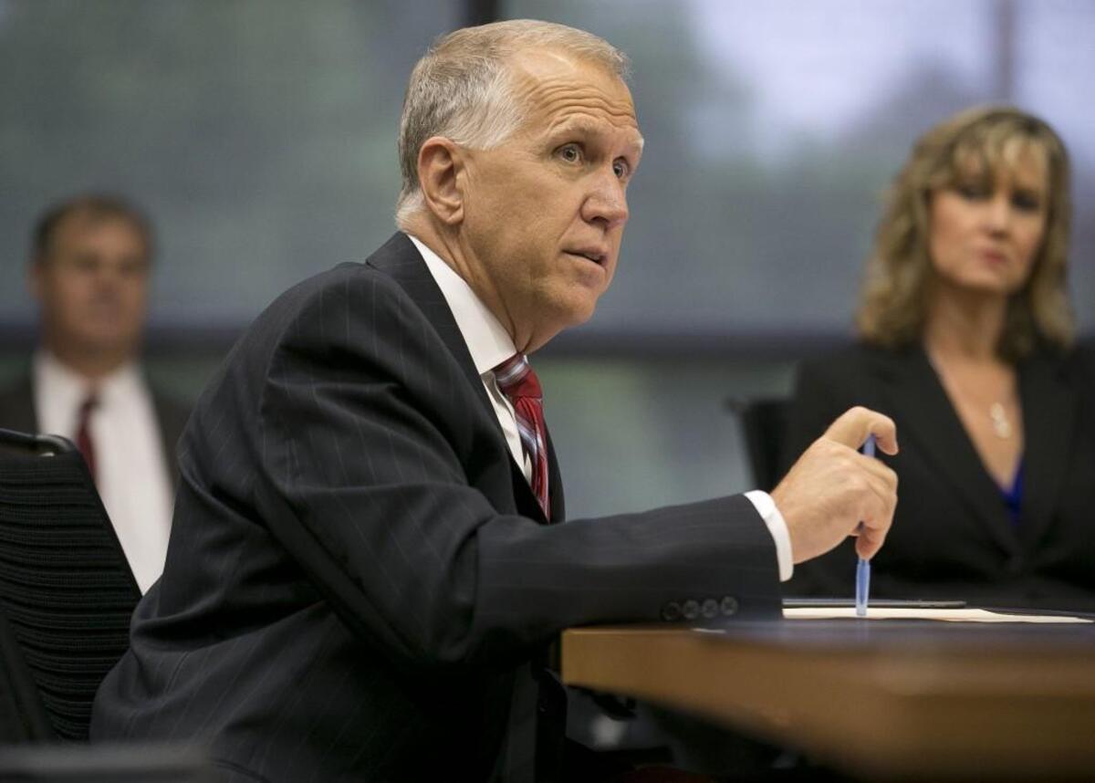 U.S. Senator Thom Tillis chairs a roundtable discussion on immigration reform at the Greater Raleigh Chamber of Commerce in May in Raleigh. Tillis on Nov. 29 said that taxes won’t go up for Americans earning between $30,000 and $70,000 under the Senate tax plan.