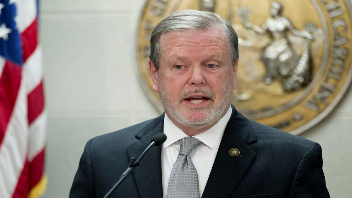 Phil Berger, President Pro Tempore of the N.C. Senate fields questions during a press conference on Wednesday April 20, 2016 at the State Legislative Building in Raleigh, N.C.