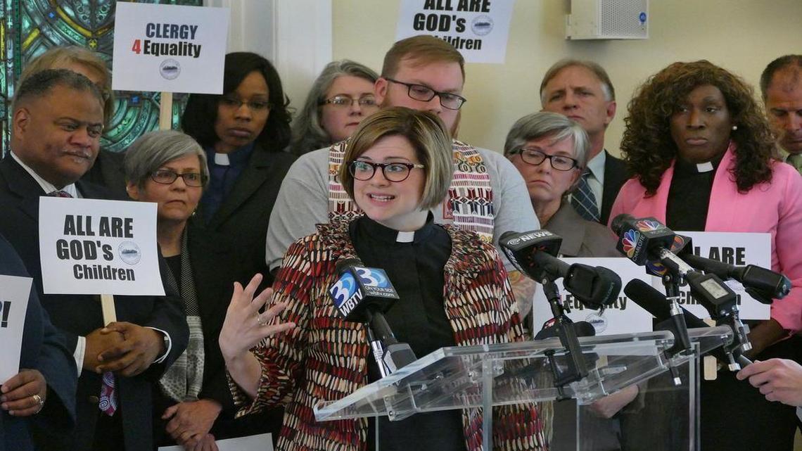 Rev. Robin Tanner of Piedmont Unitarian Universalist Church spoke Tuesday for the Charlotte Clergy Coalition for Justice, a group of 68 clergy for more than 50 houses of worship. The group, which held a Tuesdsay news conference, pledged to do what they can to overturn North Carolina's controversial new law limiting legal protection for LGBT persons. They plan to financially support an ACLU lawsuit challenging HB2 and organize an April 24 rally to protest the law.