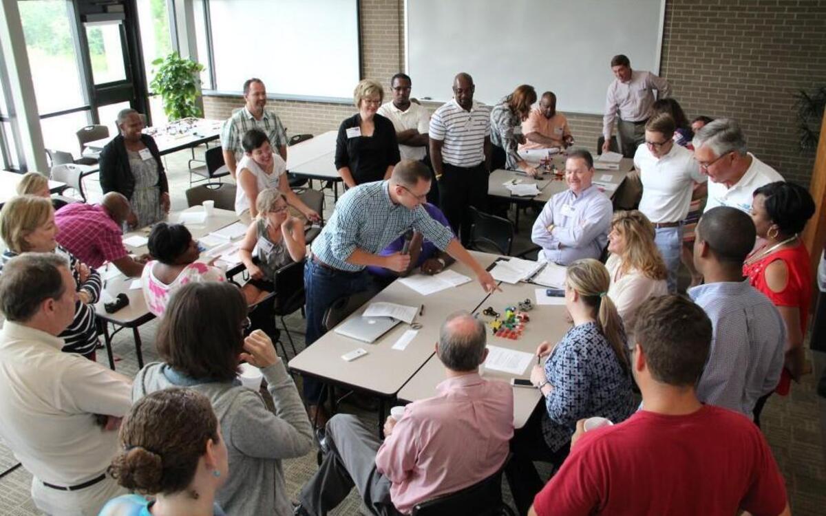 Nick Breedlove, who lives in Jackson County in western North Carolina, leads a discussion at the N.C. Rural Center during the Rural Economic Development Institute, the center's leadership program. REDI attracts a cross section of rural elected officials, government staff and community leaders who enroll in the program to improve their leadership and economic development skills.