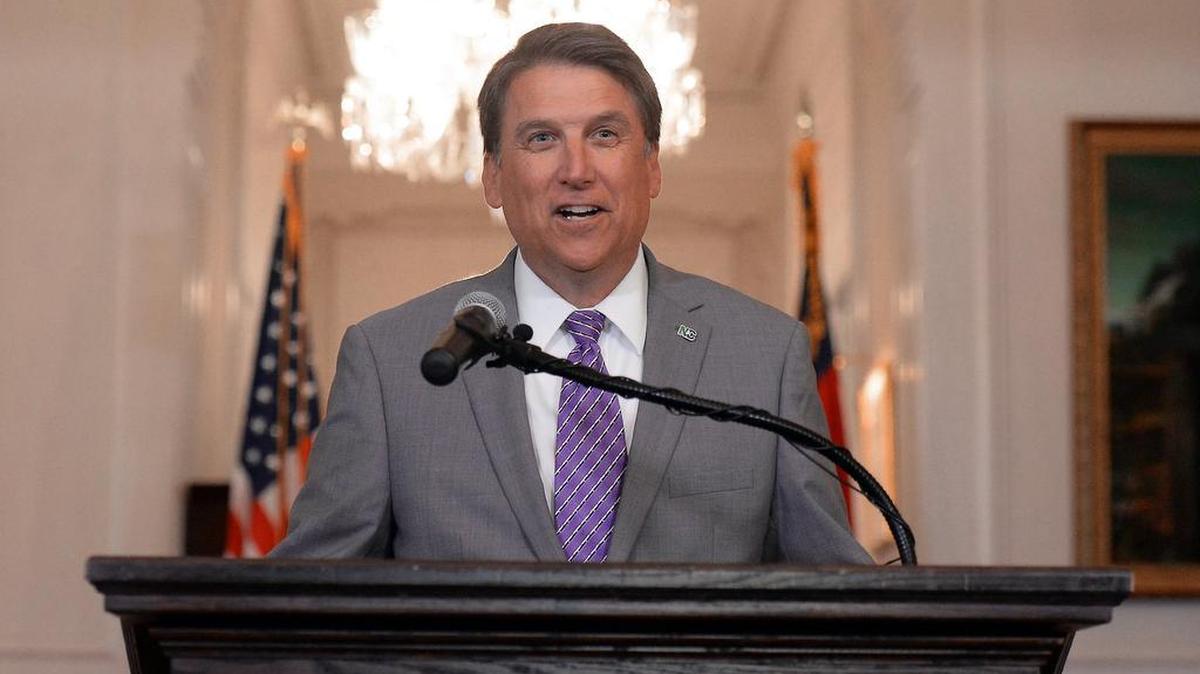 N.C. Gov. Pat McCrory speaks to the media Monday, May 9, 2016.