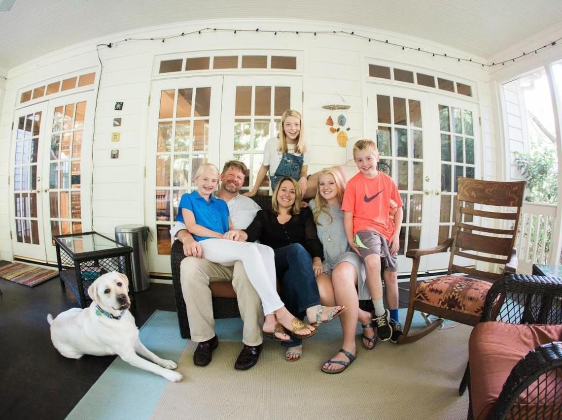 In this 2015 photo, Hunter Schafer, center at back, is with her family in Raleigh.