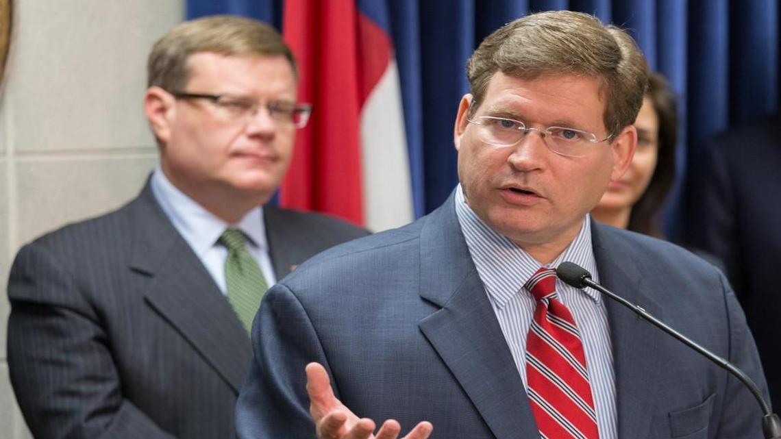 Rep. Nelson Dollar during a 2015 press conference.