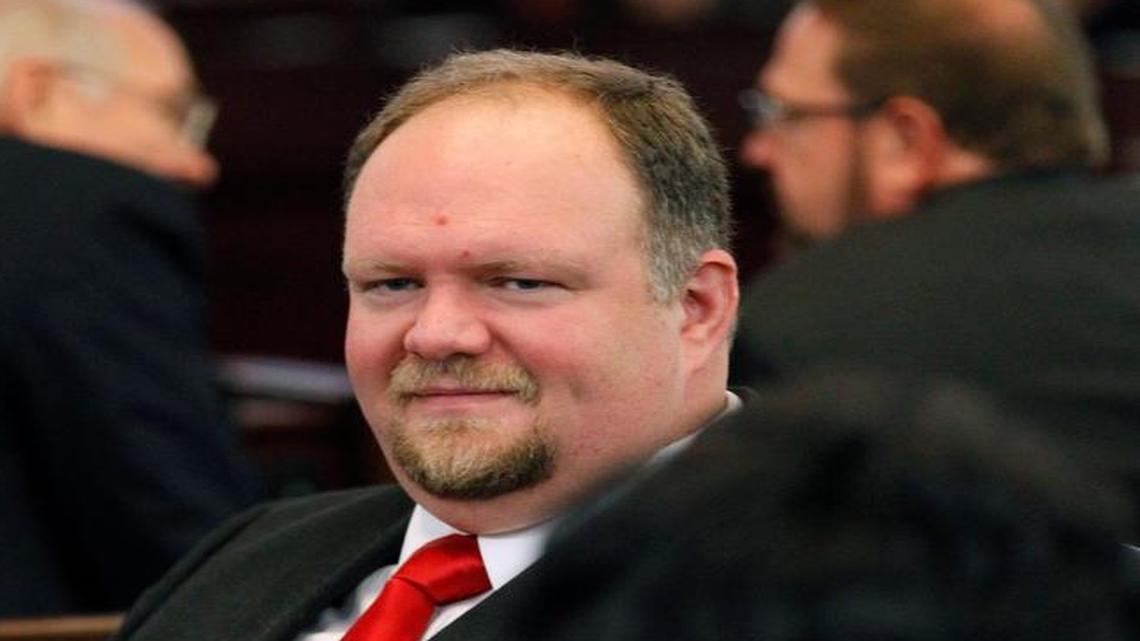 Sen. Ralph Hise confers with other members when the N.C. General Assembly reconvened for a special session to take up the issues related to Hurricane Matthew and the wildfires in the mountains in December.