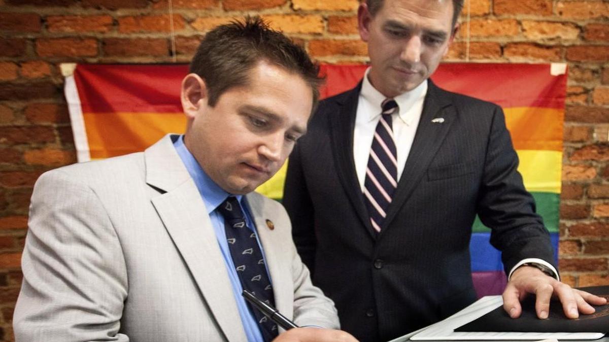 Rep. Chris Sgro, left, says House Bill 2 can’t be enforced by police, so transgender people are more worried about the general public “assessing what someone’s gender is” in bathrooms.