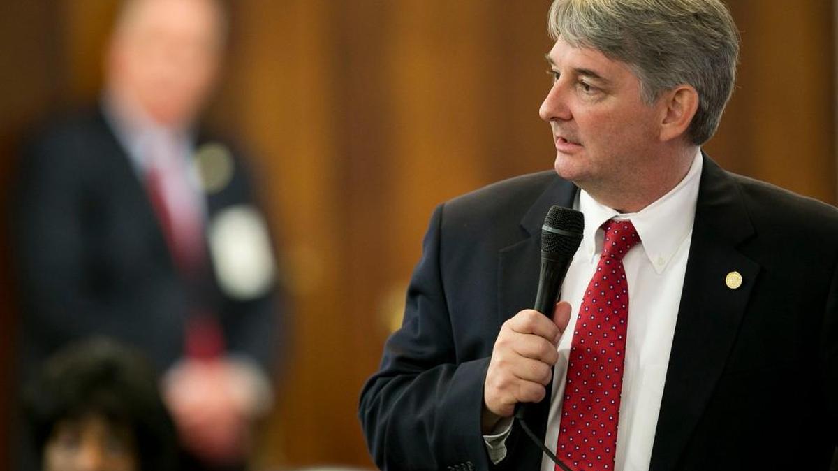 District 11 Sen. Buck Newton speaks in favor of House Bill 2 during the North Carolina Senate session on on Wednesday, March 23, 2016 at the General Assembly in Raleigh, N.C.