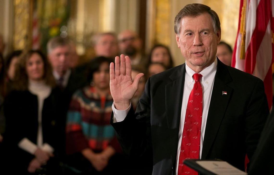 Mike Causey is sworn in as Commissioner of Insurance during a ceremony on Friday, January 6, 2017 at the Executive Mansion in Raleigh, N.C.