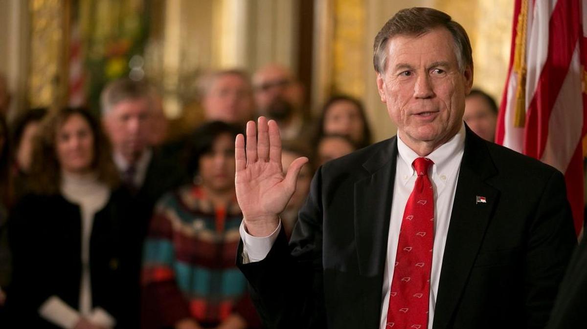 Mike Causey is sworn in as Commissioner of Insurance during a ceremony on Friday, January 6, 2017 at the Executive Mansion in Raleigh, N.C.