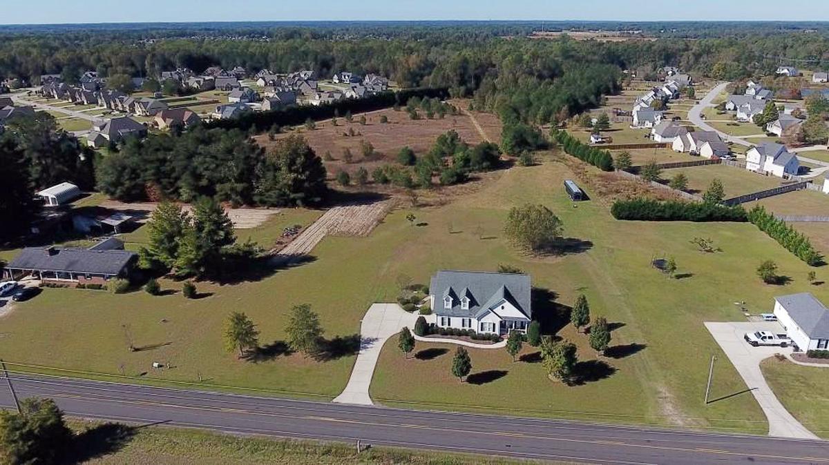 An aerial view above Sauls Road and the future route of N.C. 540 in southern Wake County. Landowners in this area have been subject to the Map Act that restricted the use of property where the future highway will go. The Supreme Court overturned the law in 2016, but the NC Department of Transportation is still fighting the landowners.