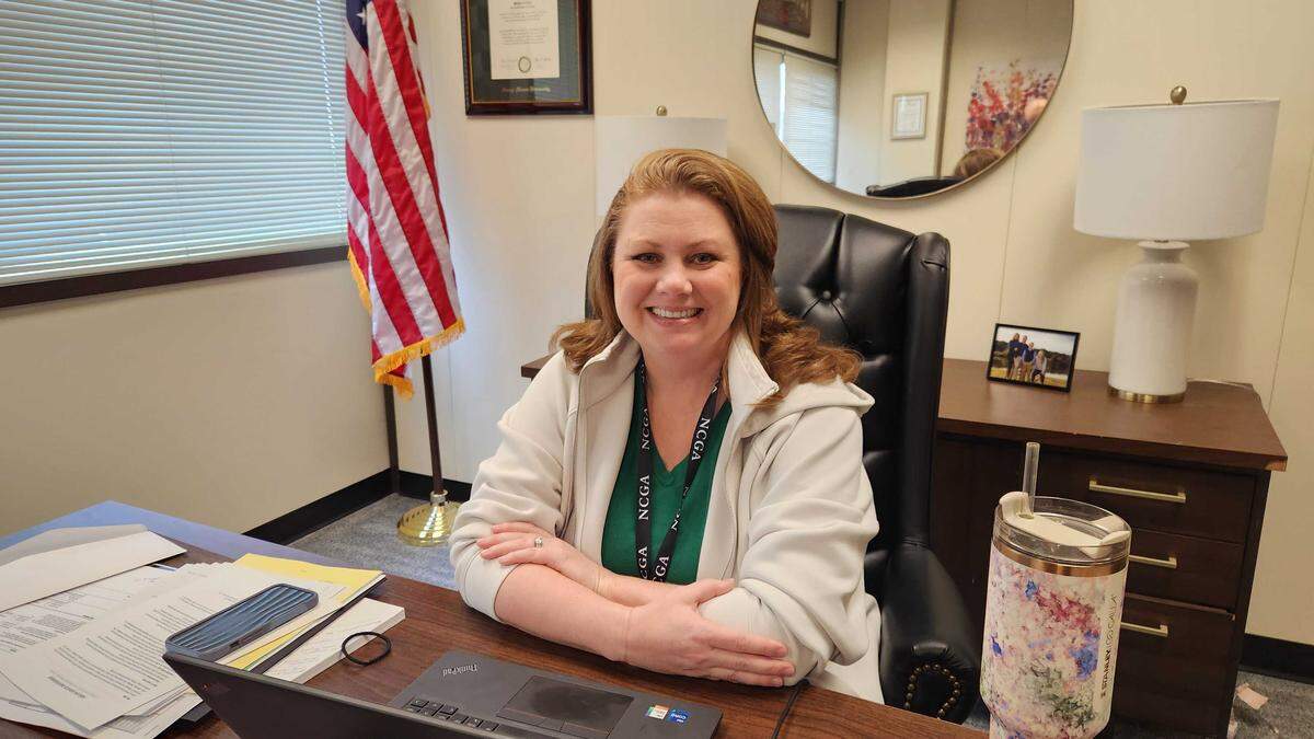 NC Rep. Erin Paré in her Legislative Office Building office on April 30, 2026, before a recording of The News & Observer’s Under the Dome podcast.