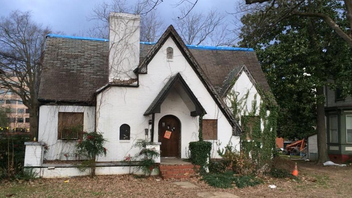 The roof of the McGee House has collapsed, leaving the inside in ruin. It will be demolished.
