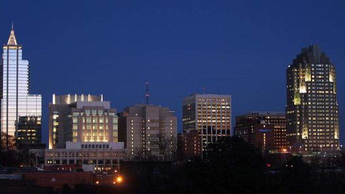 
The skyline of downtown Raleigh as seen from the bridge over railroad tracks on Boylan Avenue. The metro area anchored by Wake County was the 15th fastest-growing metro area for the year ending July 1, according to the U.S. Census Bureau.
