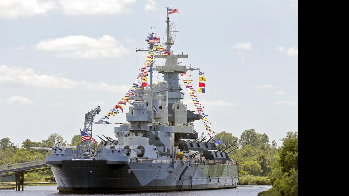 
Memorial Day services were held on battleship USS North Carolina in Wilmington on May 25, 2015. There is a proposal to do much needed repair work to the well-decorated ship.
