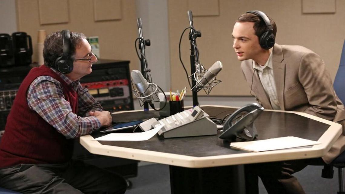 Ira Flatow, left, portrays himself in a scene with actor Jim Parsons in an episode of the CBS series “The Big Bang Theory.” Other science notables who have done cameos on the show include cosmologist Stephen Hawking, physicist Neil deGrasse Tyson and Bill Nye “The Science Guy.”