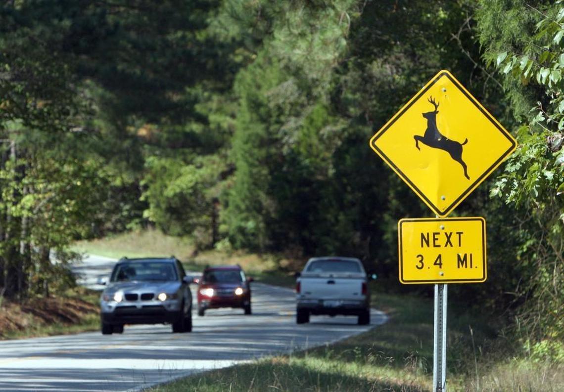 Deer crossing signs take on extra meaning this time of year, the peak for deer-vehicle collisions in North Carolina. This sign is on Whitfield Road near the intersection with Erwin Road in Orange County.