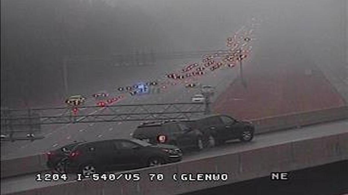 The overpasses surrounding the interchange of Interstate 540 and Glenwood Avenue in Raleigh were a trouble spot at around 8 a.m. Saturday, Dec. 17, 2016 as icy roads overnight caused hundreds of traffic accidents in the Triangle.