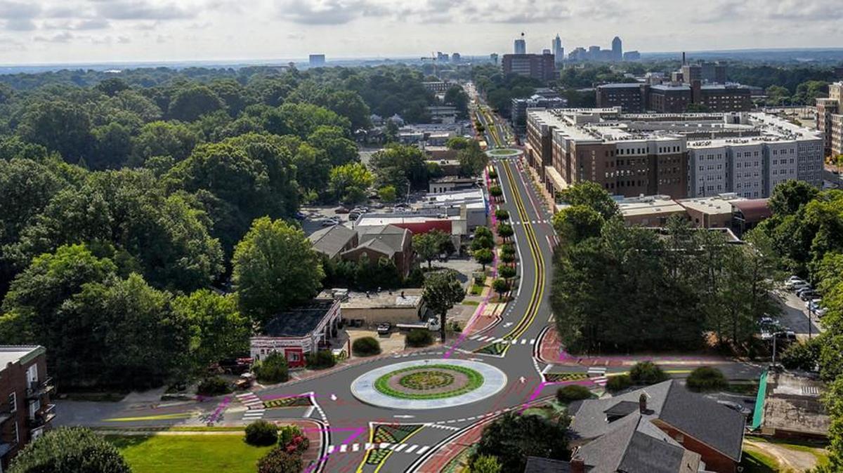 Here’s how Hillsborough Street will look after a $17.5 million project that includes new sidewalks, bike lanes, medians and street lights, buried utility lines and three new traffic circles or roundabouts.