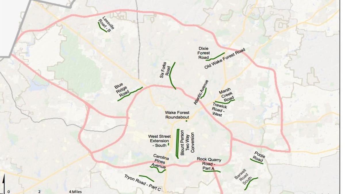 On Oct. 10, 2017, Raleigh voters will be asked to support borrowing $206.7 million for transportation projects in the city, including widening and improving these roads.