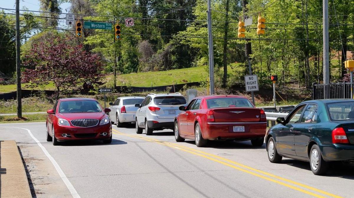 The intersection where Pullen Road dead ends onto Western Boulevard in Raleigh, in this file photo from 2015. Work has begun on extending Pullen Road toward Centennial Parkway.