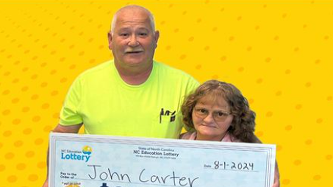 John Carter, pictured with his wife Denise, hit the jackpot in North Carolina.