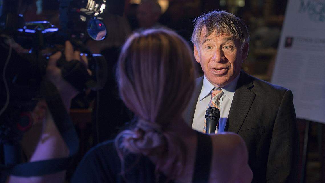 Composer Stephen Schwartz is interviewed by the media at Stephen Schwartz's Magic To Do Premiere on October 10, 2015 in San Pedro, California. 