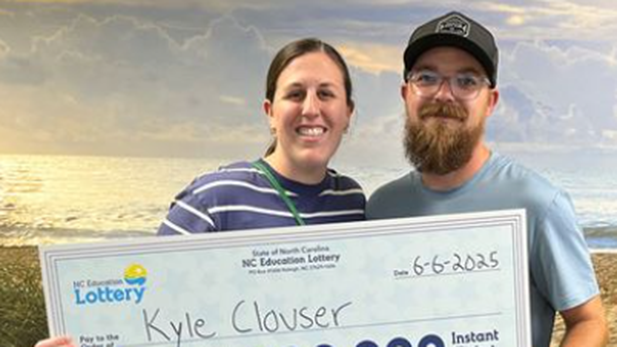 Lottery player Kyle Clouser, pictured with his wife Lauren, “couldn’t believe” his luck.