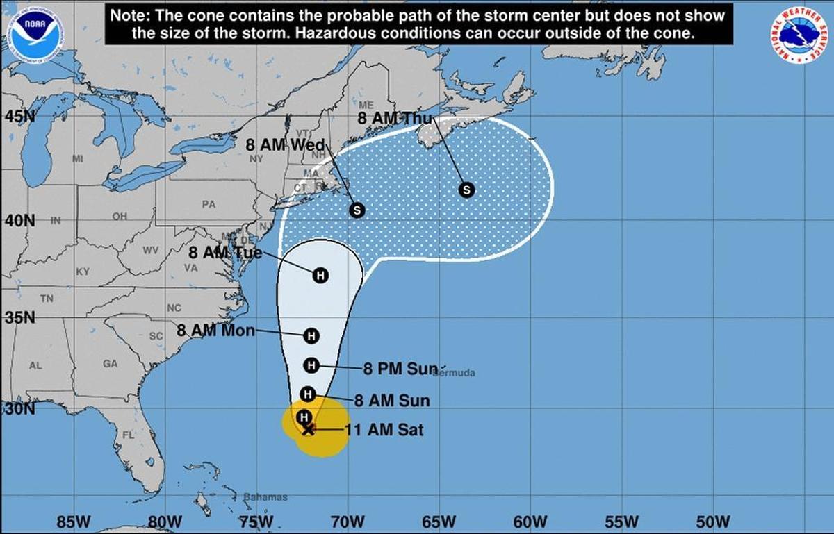 A forecast cone for Hurricane Jose as of 11 a.m. Saturday, Sept. 16, 2017.