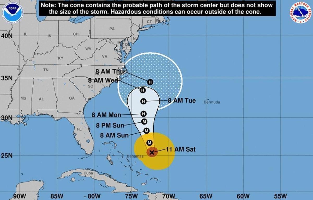 A forecast cone for Hurricane Maria as of 11 a.m. Saturday, Sept. 23, 2017.