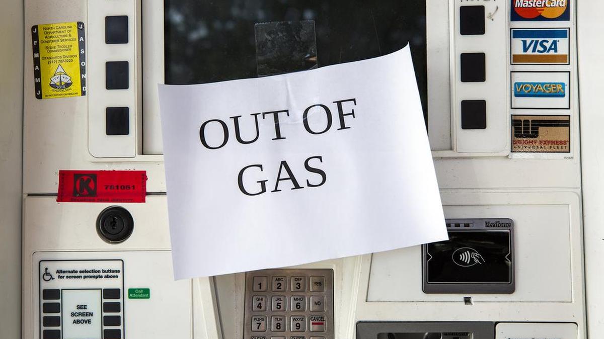 The pumps at the Shell gas station during Hurricane Florence on Tuesday, Sept. 11, 2018, in Raleigh, NC.