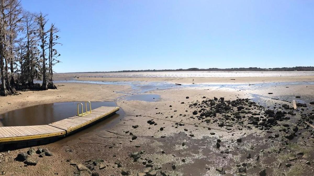 A photo of the Bridgeton Boating Access in New Bern, showing the low water level in the Neuse River Friday March 2, 2018.
