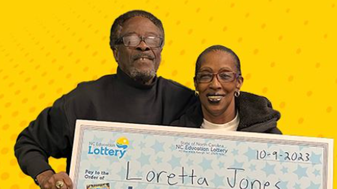 Loretta Jones, pictured with her husband Clifton, hit the jackpot in North Carolina.