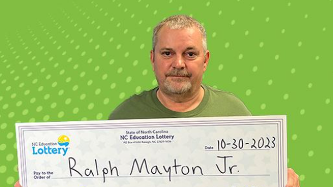 Ralph Mayton Jr. found a “lucky penny” before he hit he jackpot in North Carolina, officials said.