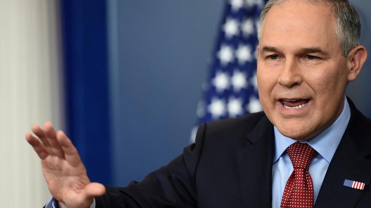 EPA Administrator Scott Pruitt speaks during a briefing in the Brady Briefing Room at the White House in Washington D.C.