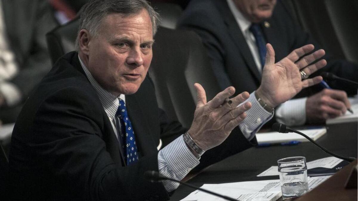 U.S Sen. Richard Burr (R-NC) speaks during the Senate Intelligence Committee hearing at the Hart Senate Building in February.
