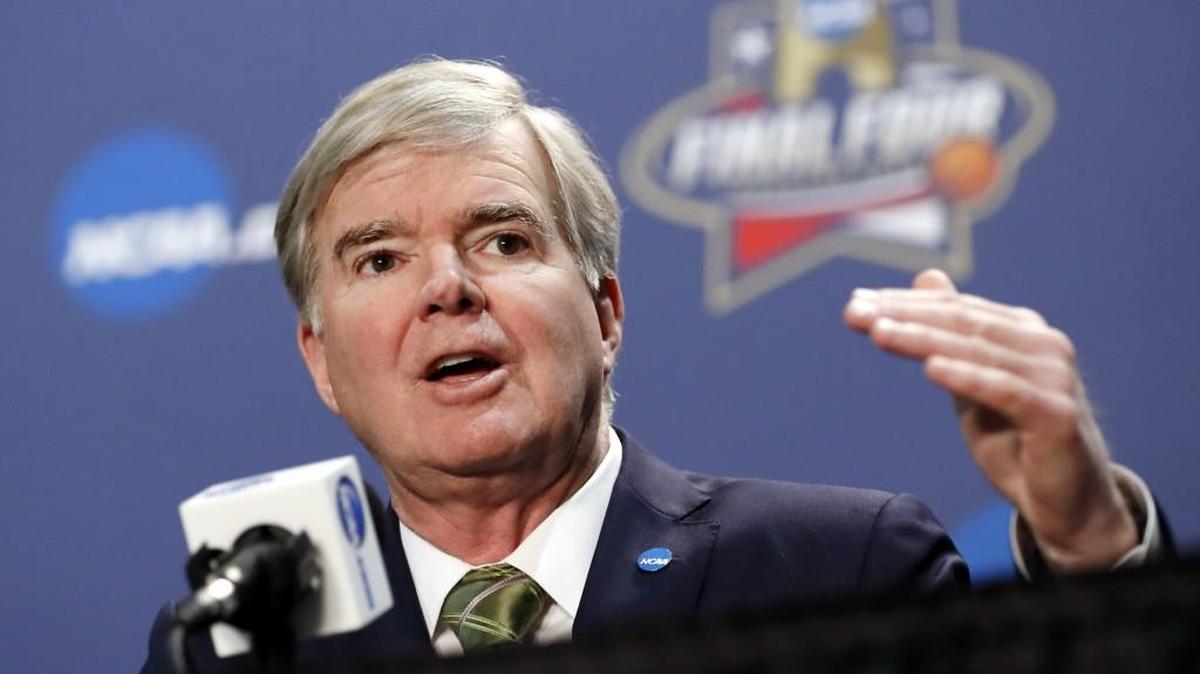 NCAA President Mark Emmert answers questions during a news conference at this year’s men’s NCAA Final Four of the NCAA college basketball tournament in Houston. Emmert said Tuesday that the NCAA will pull several championship games out of NC because of HB2.